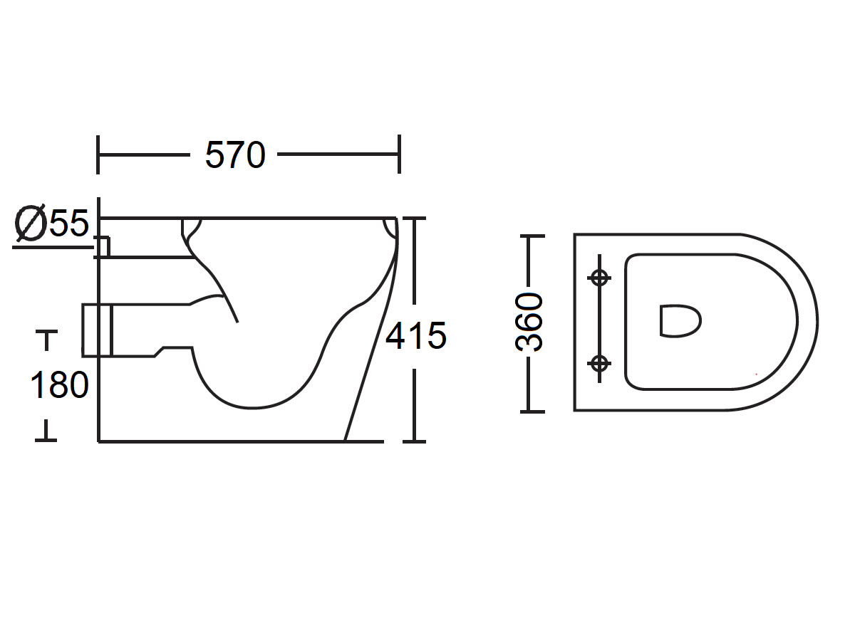 WC-317P Back To Wall Wash Down Water Closet Dimension