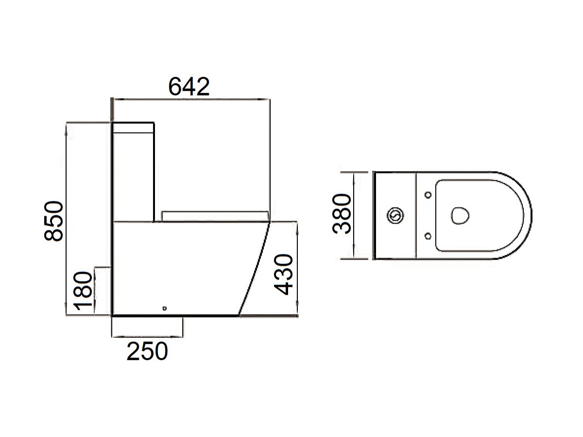 WC-318 Washdown Two Piece Water Closet Dimension