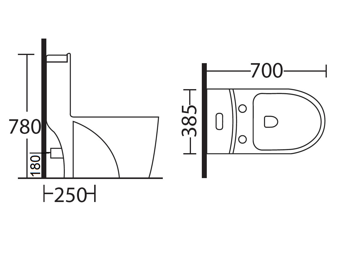 WC-746 Wash Down One Piece Water Closet Dimension