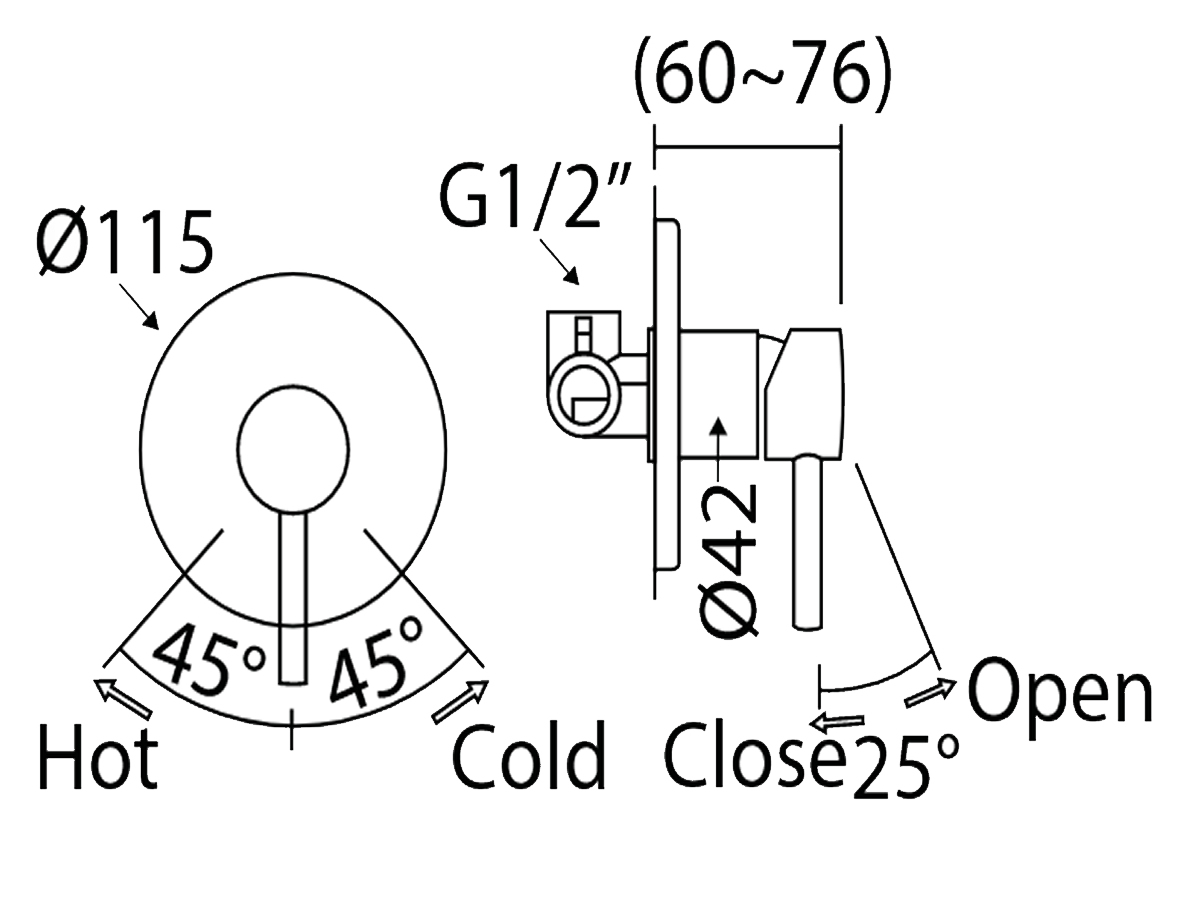 WV-S719 Concealed Shower Mixer Dimension