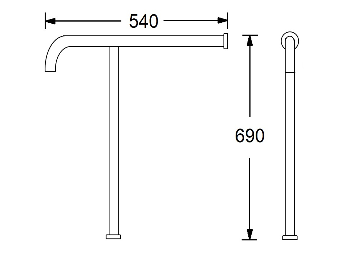 GB-212 Wall To Floor Standing Grab Bar Dimension
