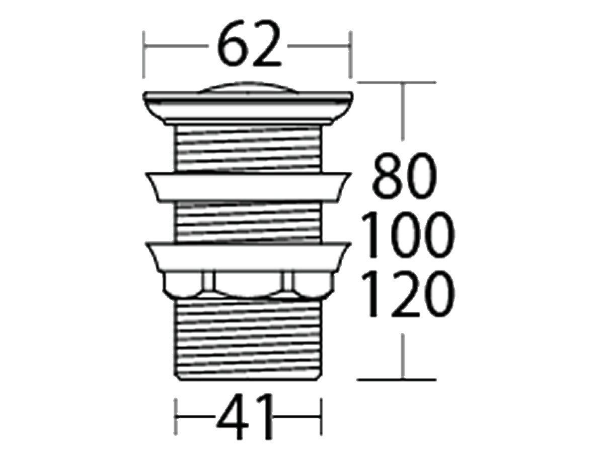 SPW-91N/210N 32MM Basin Press Pop Up Waste Without Overflow Dimension