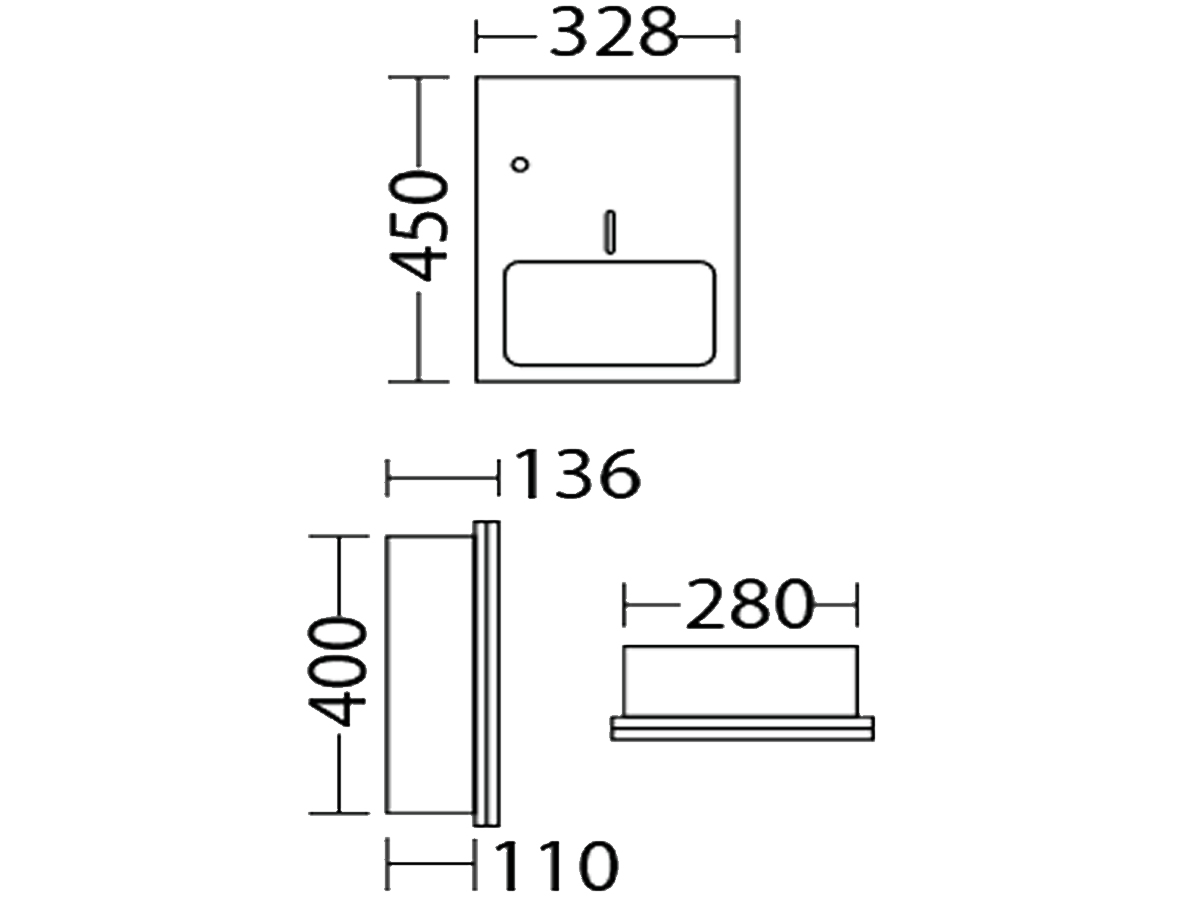 V-3186 Recessed Paper Dispenser Dimension