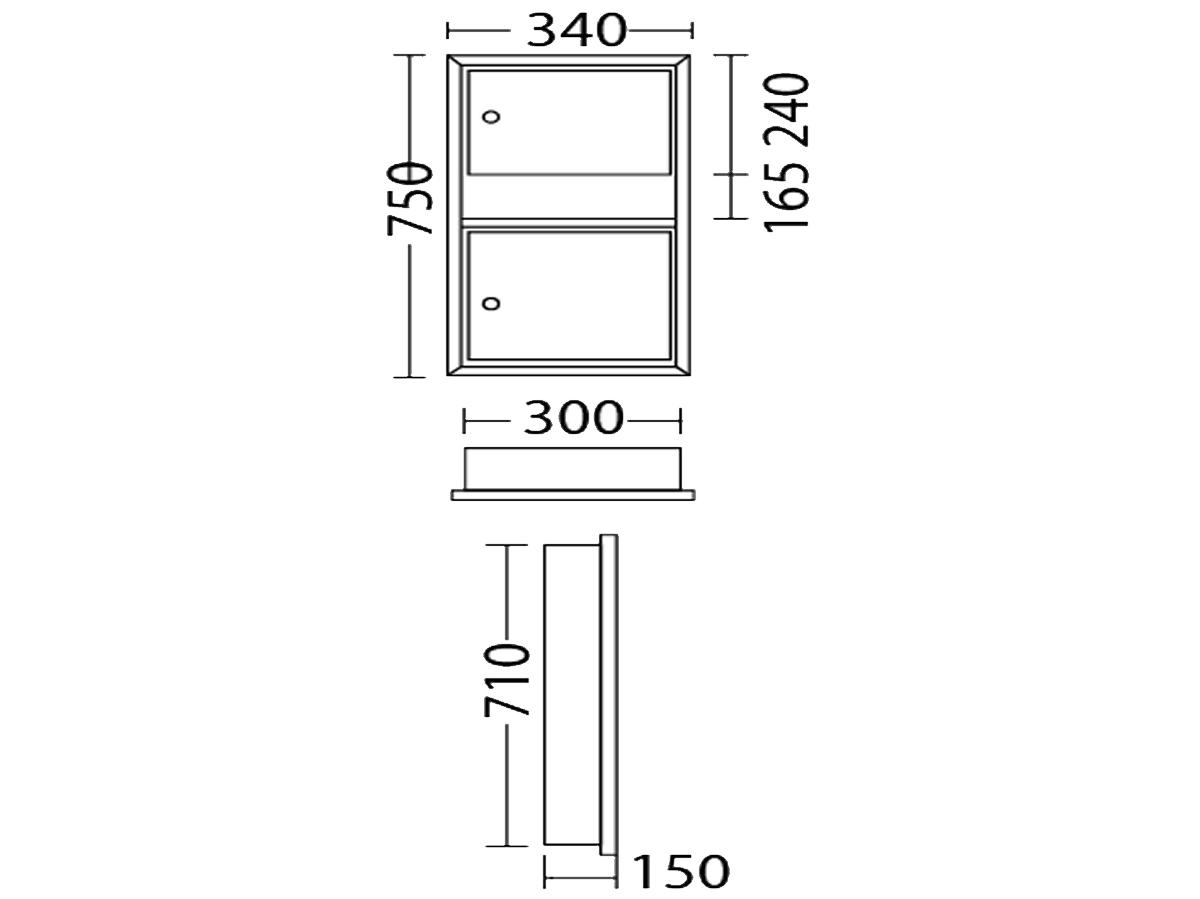 V-9583 Recessed Paper Tower Dispenser With Waste Bin Dimension